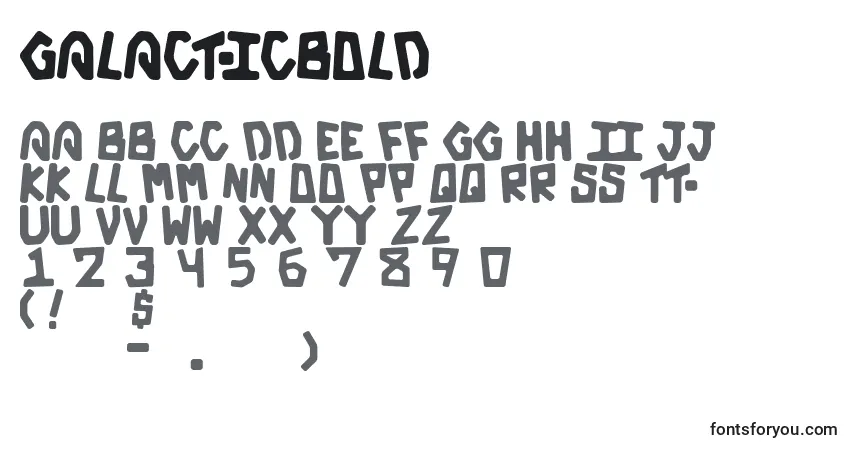 Шрифт GalacticBold – алфавит, цифры, специальные символы