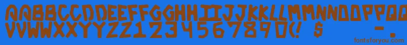 フォントGalacticBold – 茶色の文字が青い背景にあります。