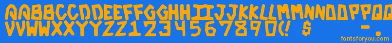 フォントGalacticBold – オレンジ色の文字が青い背景にあります。