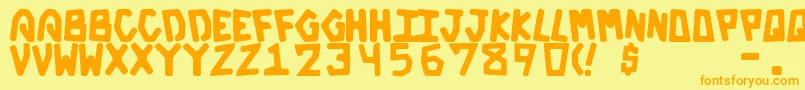 フォントGalacticBold – オレンジの文字が黄色の背景にあります。
