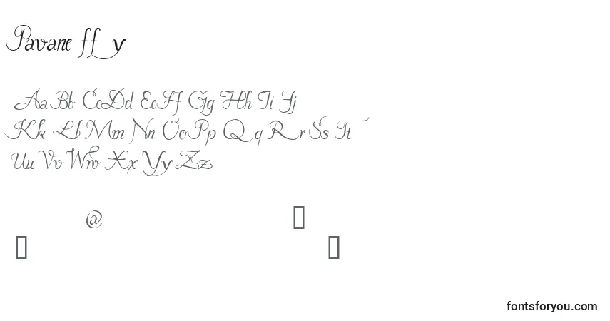 A fonte Pavane ffy – alfabeto, números, caracteres especiais