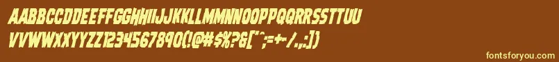 Dreadringercondital-fontti – keltaiset fontit ruskealla taustalla