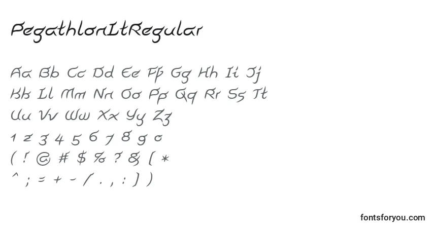 A fonte PegathlonLtRegular – alfabeto, números, caracteres especiais