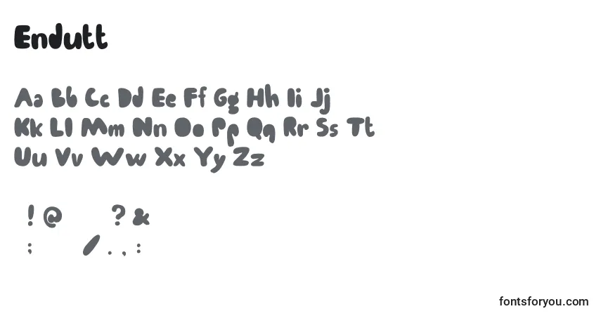 Schriftart Endutt – Alphabet, Zahlen, spezielle Symbole