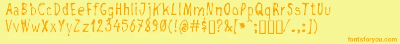 フォントNegada – オレンジの文字が黄色の背景にあります。