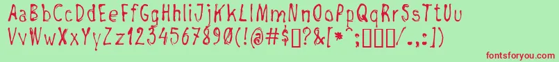 フォントNegada – 赤い文字の緑の背景