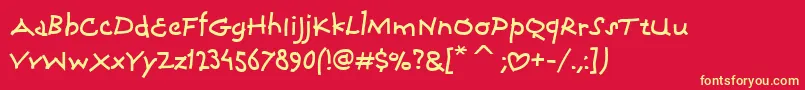CoconinoitcTt-Schriftart – Gelbe Schriften auf rotem Hintergrund