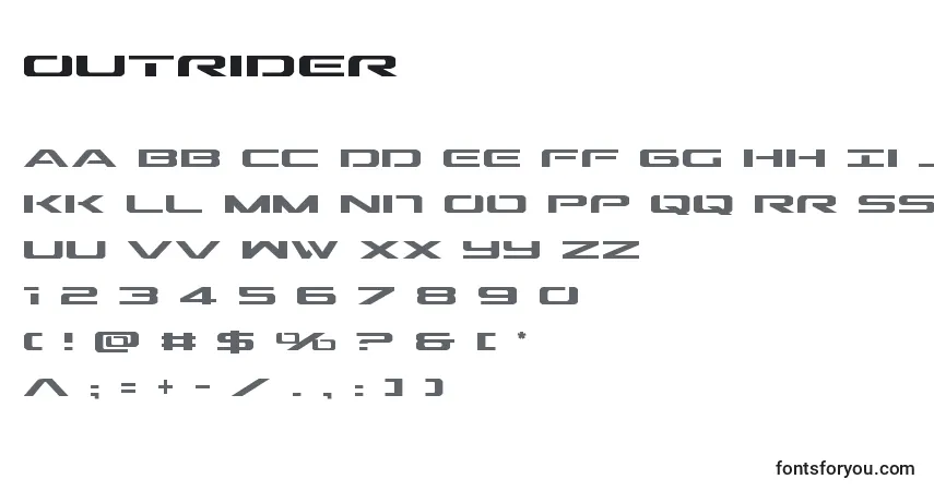 Czcionka Outrider – alfabet, cyfry, specjalne znaki