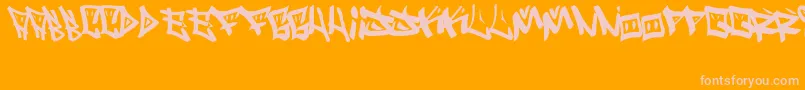 NeoBopollux.TheRemix-Schriftart – Rosa Schriften auf orangefarbenem Hintergrund