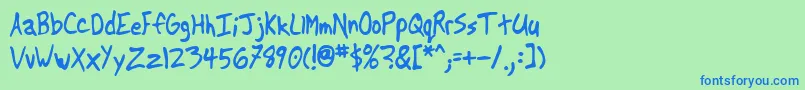 Another Font – Blue Fonts on Green Background