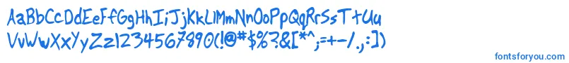 フォントAnother – 白い背景に青い文字