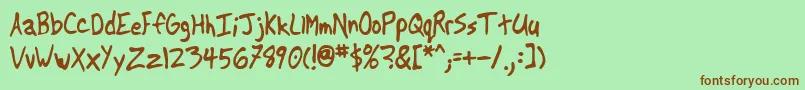Another-fontti – ruskeat fontit vihreällä taustalla