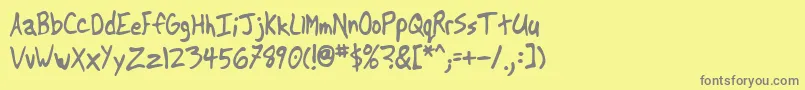 Another-fontti – harmaat kirjasimet keltaisella taustalla