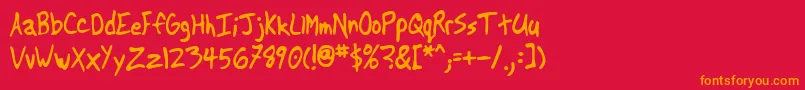 フォントAnother – 赤い背景にオレンジの文字