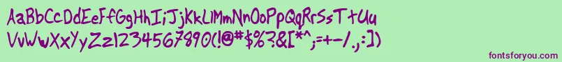 Another-fontti – violetit fontit vihreällä taustalla