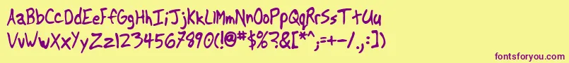 Another-fontti – violetit fontit keltaisella taustalla