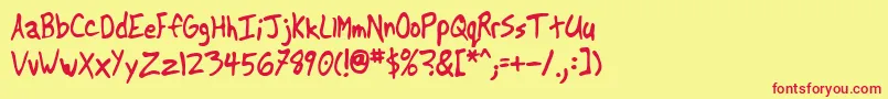 Another-fontti – punaiset fontit keltaisella taustalla
