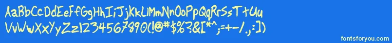 Another-fontti – keltaiset fontit sinisellä taustalla