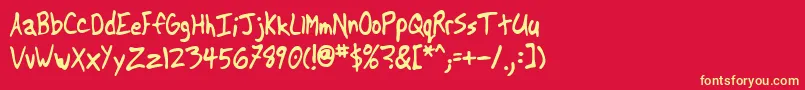 Another-fontti – keltaiset fontit punaisella taustalla
