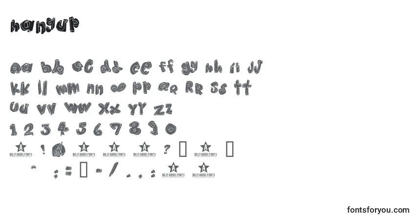Шрифт Hangup – алфавит, цифры, специальные символы