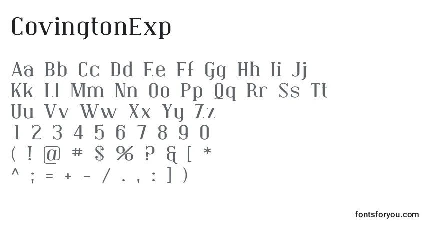 Шрифт CovingtonExp – алфавит, цифры, специальные символы