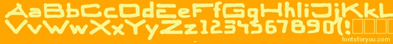 Skitsersquare-Schriftart – Gelbe Schriften auf orangefarbenem Hintergrund