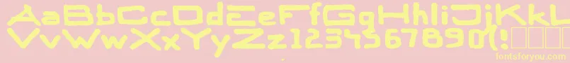 Skitsersquare-Schriftart – Gelbe Schriften auf rosa Hintergrund