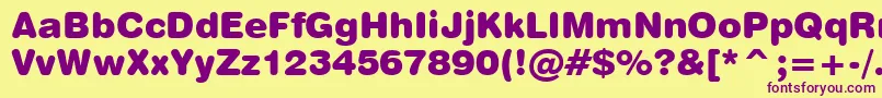 Swiss721BlackRoundedBt Font – Purple Fonts on Yellow Background