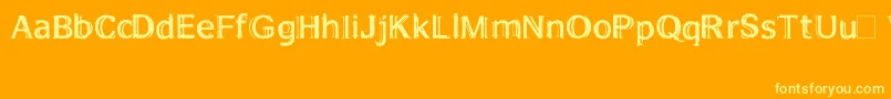 Xuczlam-Schriftart – Gelbe Schriften auf orangefarbenem Hintergrund