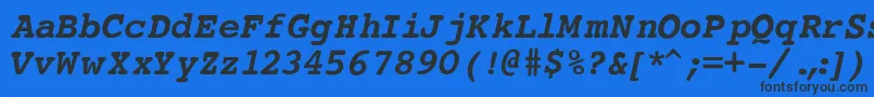 CourierBoldItalic-Schriftart – Schwarze Schriften auf blauem Hintergrund