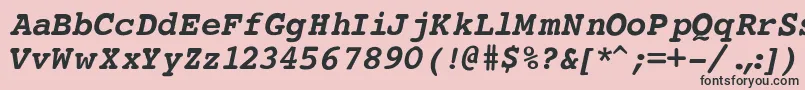 フォントCourierBoldItalic – ピンクの背景に黒い文字