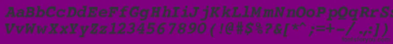 CourierBoldItalic-fontti – mustat fontit violetilla taustalla