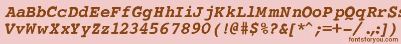 CourierBoldItalic Font – Brown Fonts on Pink Background