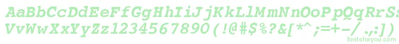 CourierBoldItalic-fontti – vihreät fontit valkoisella taustalla