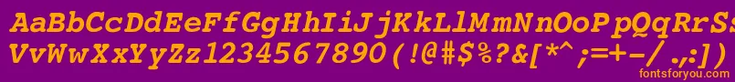 CourierBoldItalic Font – Orange Fonts on Purple Background