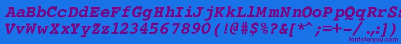 CourierBoldItalic Font – Purple Fonts on Blue Background
