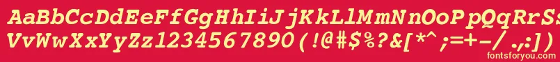 フォントCourierBoldItalic – 黄色の文字、赤い背景