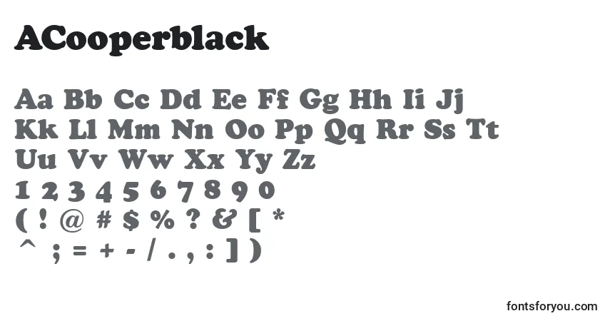 Шрифт ACooperblack – алфавит, цифры, специальные символы