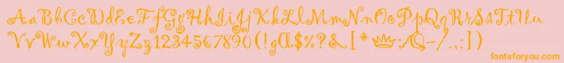 GigiLetPlain.1.0-Schriftart – Orangefarbene Schriften auf rosa Hintergrund