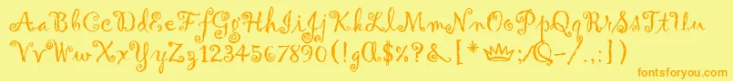 GigiLetPlain.1.0 Font – Orange Fonts on Yellow Background