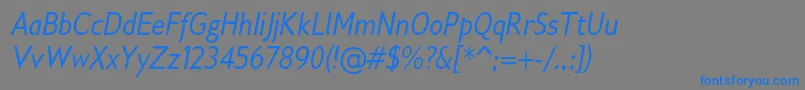 Gilliusadfno2Conditalic-Schriftart – Blaue Schriften auf grauem Hintergrund