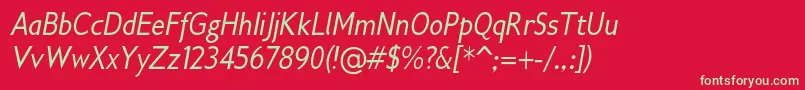 Gilliusadfno2Conditalic Font – Green Fonts on Red Background