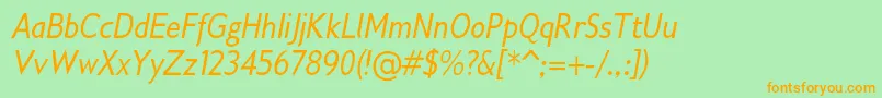 Gilliusadfno2Conditalic Font – Orange Fonts on Green Background