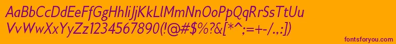 Шрифт Gilliusadfno2Conditalic – фиолетовые шрифты на оранжевом фоне