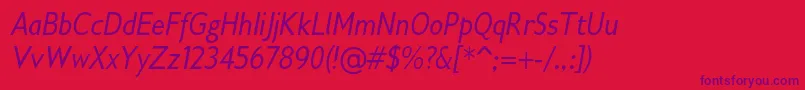 Gilliusadfno2Conditalic Font – Purple Fonts on Red Background