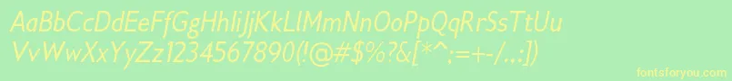 Gilliusadfno2Conditalic Font – Yellow Fonts on Green Background