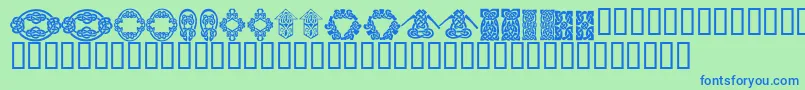 KrKelticFive Font – Blue Fonts on Green Background