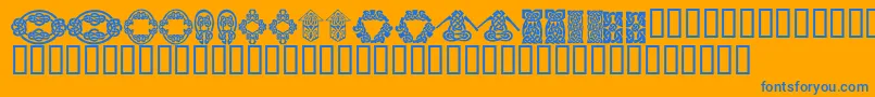 Czcionka KrKelticFive – niebieskie czcionki na pomarańczowym tle