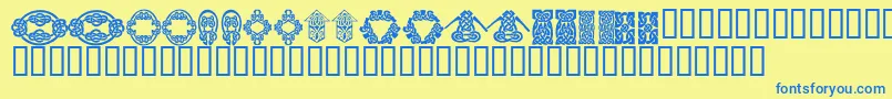 fuente KrKelticFive – Fuentes Azules Sobre Fondo Amarillo