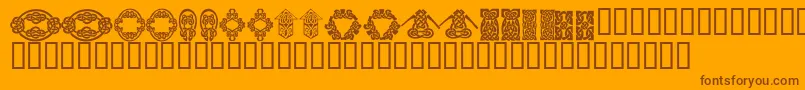 KrKelticFive-fontti – ruskeat fontit oranssilla taustalla